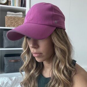 Lululemon Fast and Free Ponytail Running Hat Pink Adjustable